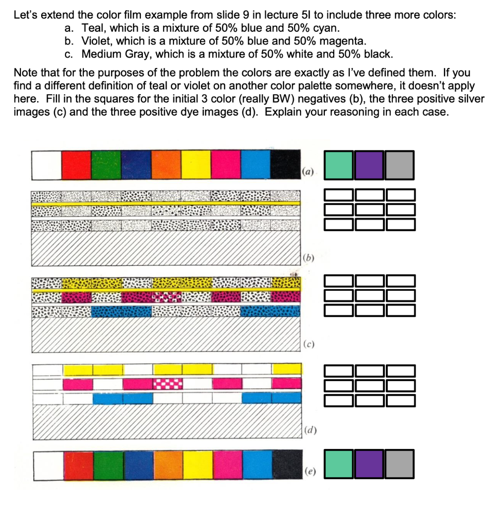 Solved Let's extend the color film example from slide 9 in | Chegg.com