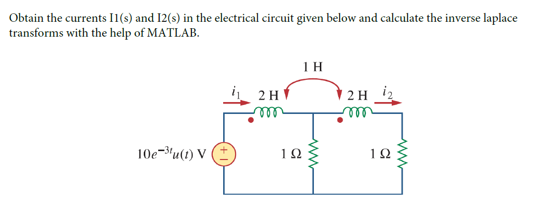 Solved Obtain the currents I1(s) and I2(s) in the electrical | Chegg.com