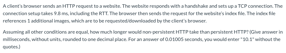 Solved A client's browser sends an HTTP request to a | Chegg.com