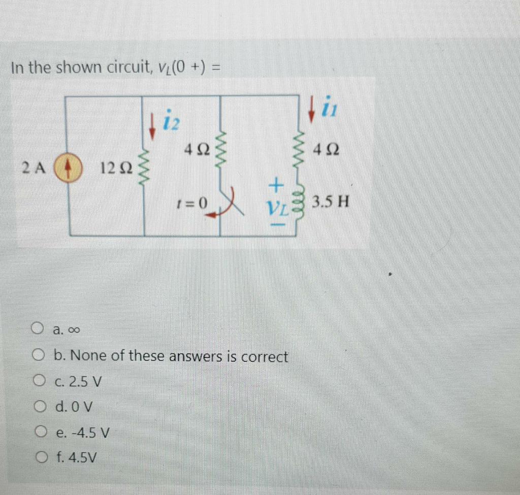 Solved For the circuit shown in the figure, the current i.' | Chegg.com