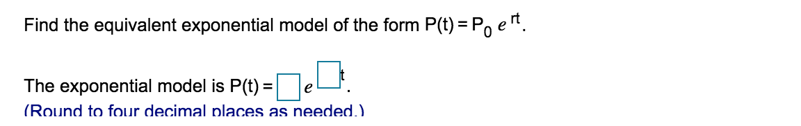 Solved t T Find an exponential function of the form P(t) | Chegg.com