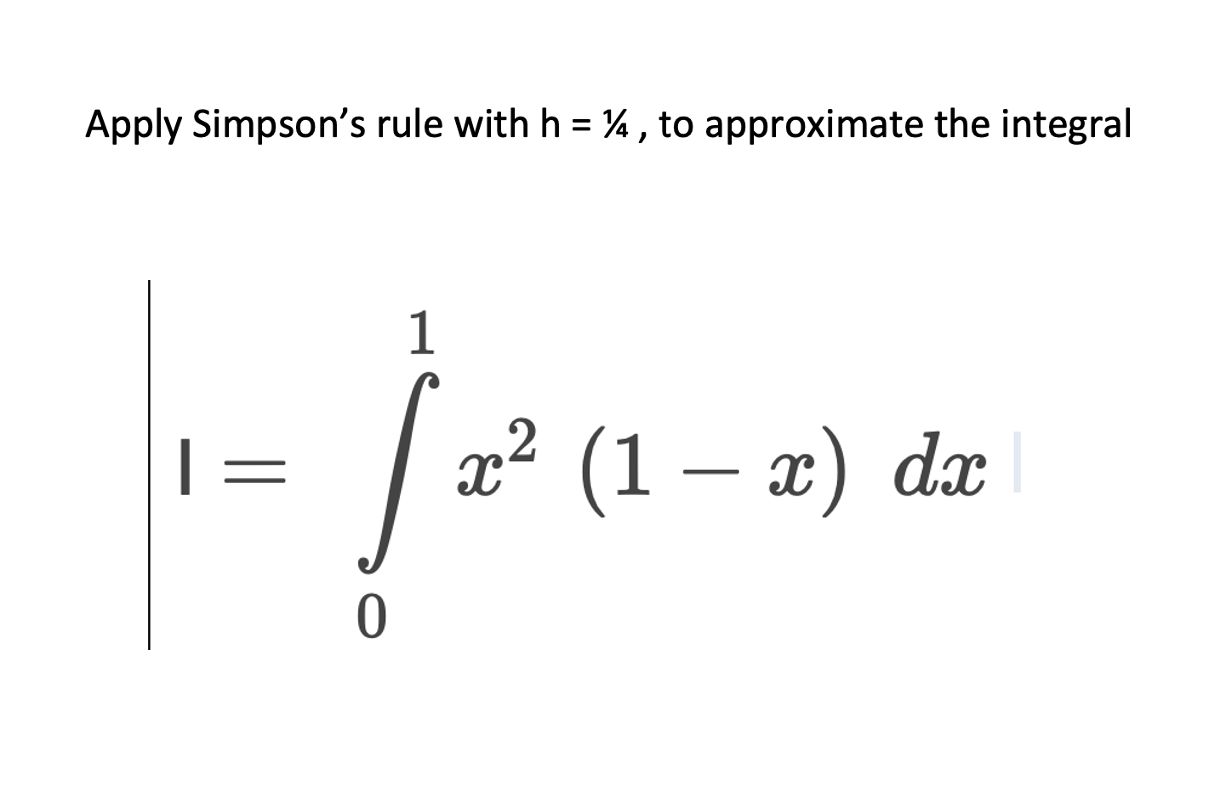Solved Apply Simpson's rule with h = /4 , to approximate the | Chegg.com