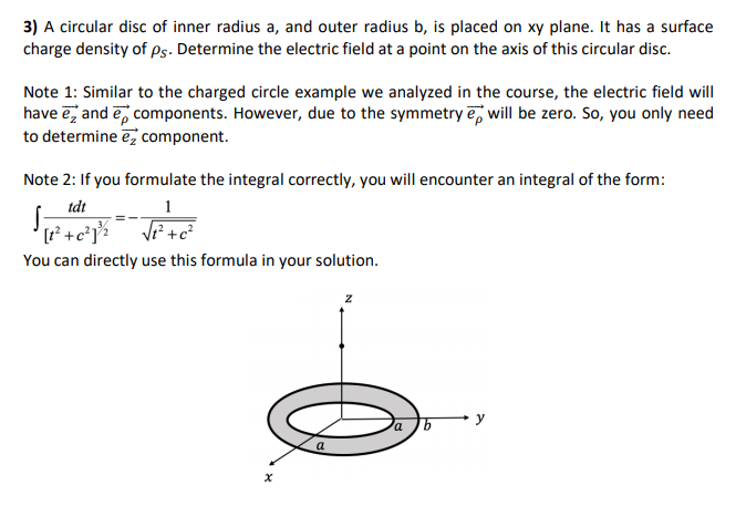 Solved 3) A circular disc of inner radius a, and outer | Chegg.com