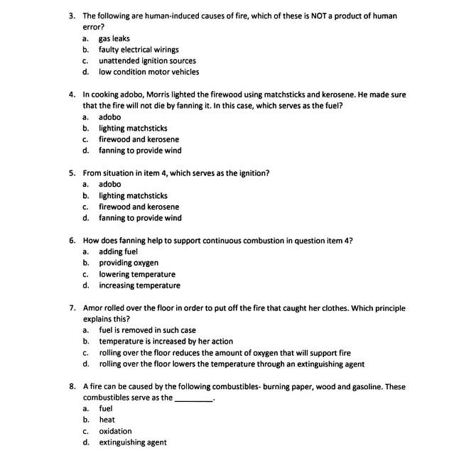 Solved 3. The following are humaninduced causes of fire,