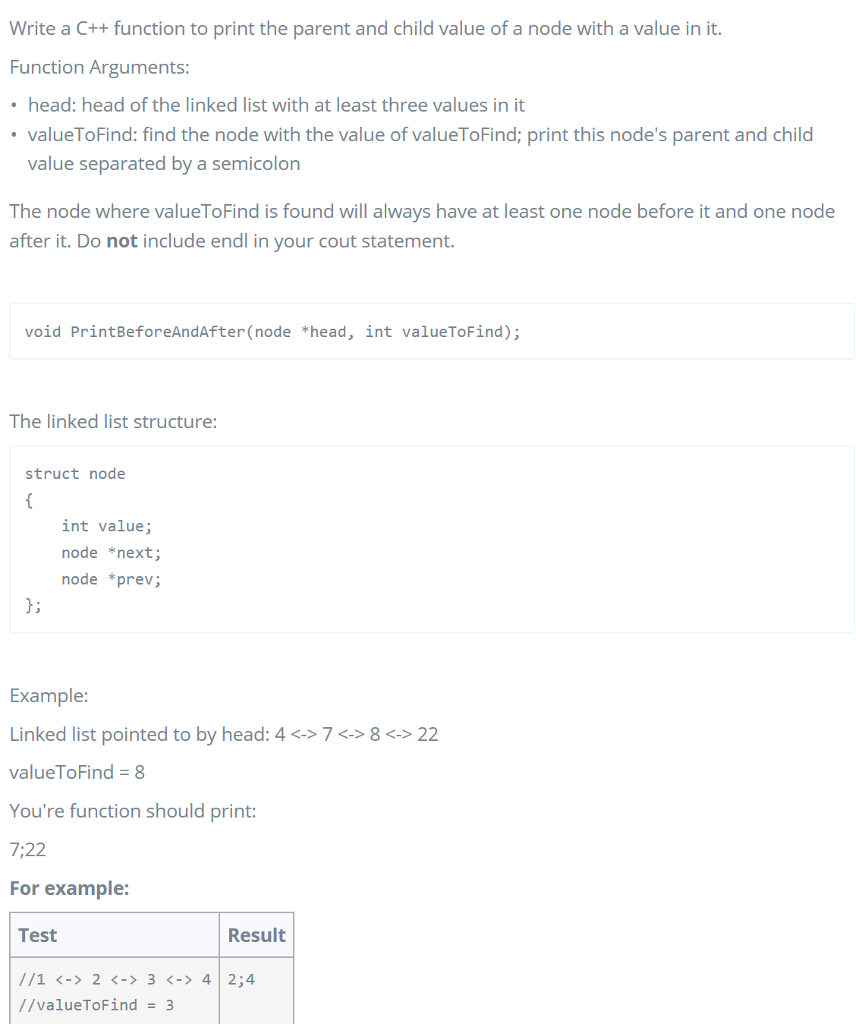 Solved Write a C++ function to print the parent and child | Chegg.com