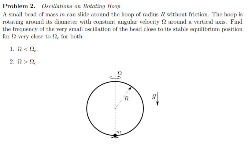 Solved Problem 2. Oscillations on Rotating Hoop A small bead | Chegg.com