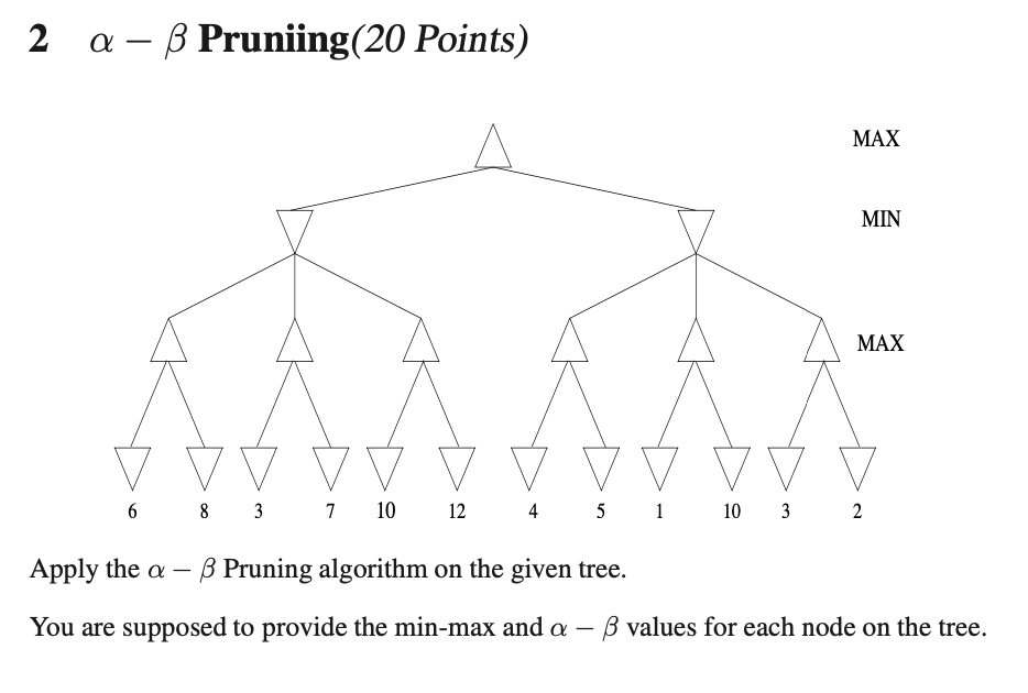 Solved 2α-β ﻿Pruniing(20 ﻿Points)Apply the α-β ﻿Pruning | Chegg.com