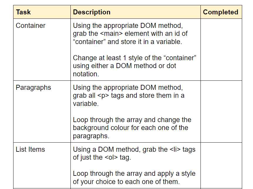 Solved Task Completed Container Description Using the | Chegg.com