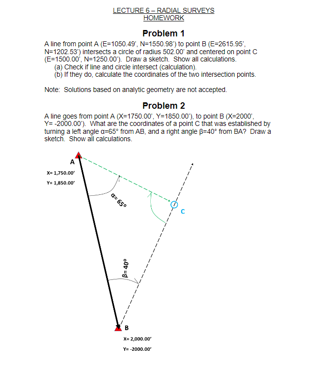 Solved LECTURE 6 - RADIAL SURVEYS HOMEWORK Problem 1 A line | Chegg.com