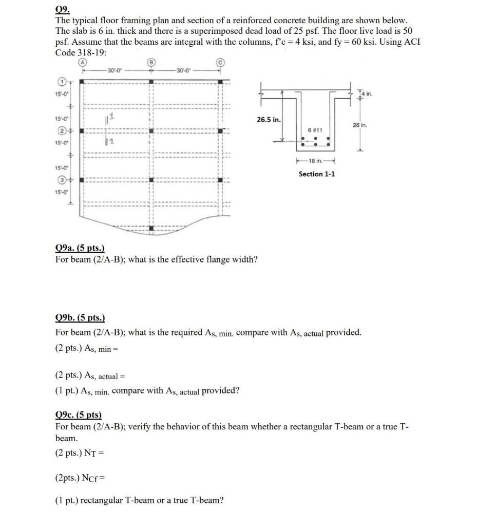 Solved 09. The typical floor framing plan and section of a | Chegg.com