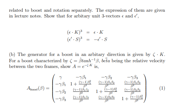 4. On the generator of the Lorentz transformation (a) | Chegg.com