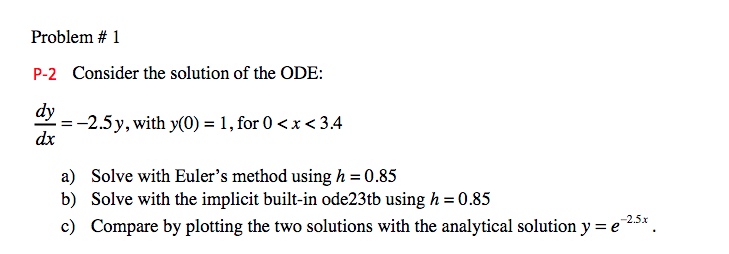 Solved Problem # 1 P-2 Consider the solution of the ODE: dy | Chegg.com