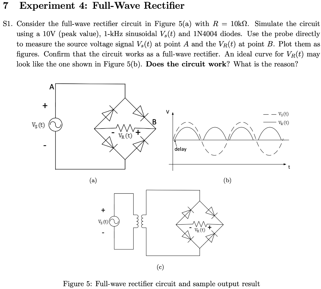 full wave rectifier experiment lab manual