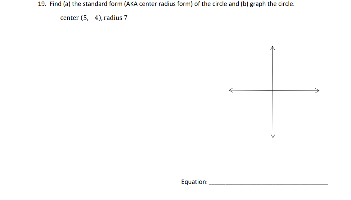 circle standard form radius
