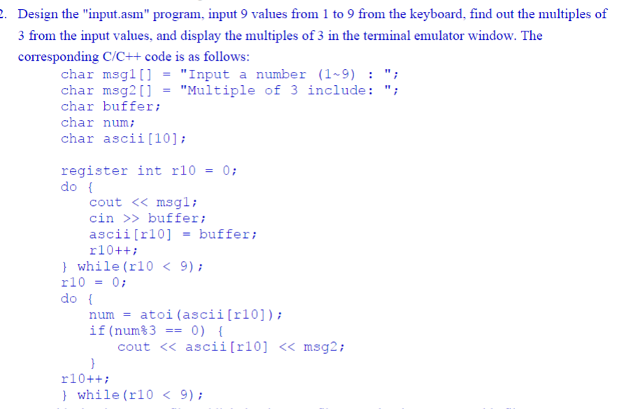 Solved esign the "input.asm" program, input 9 values from 1 | Chegg.com