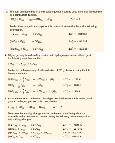 Solved 3. The coal gas described in the previous question | Chegg.com