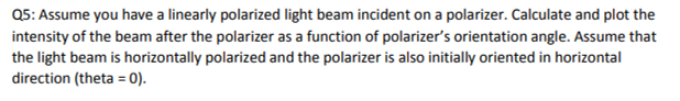 Solved Assume you have a linearly polarized light beam | Chegg.com