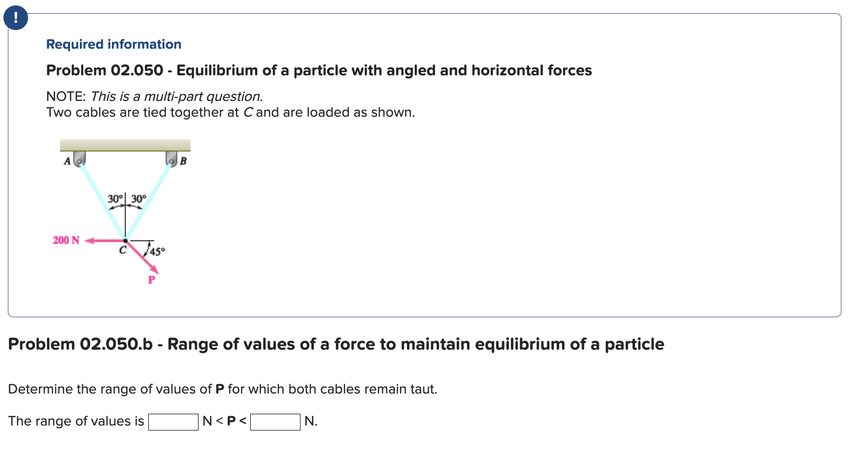 Solved Problem 02.050 - Equilibrium of a particle with | Chegg.com