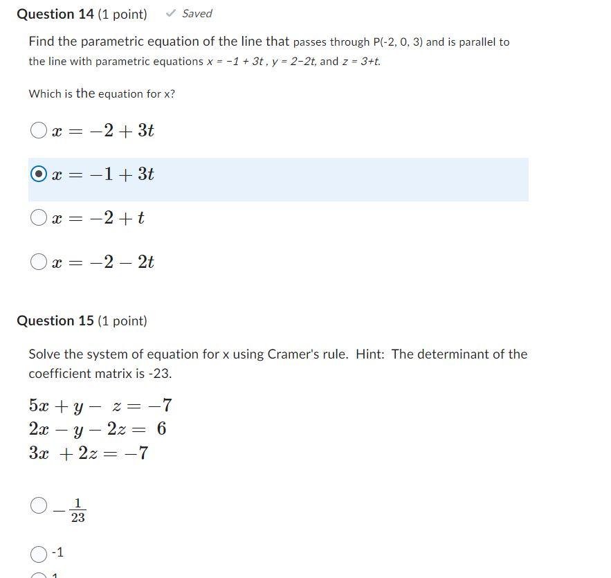Solved Find the parametric equation of the line that passes | Chegg.com