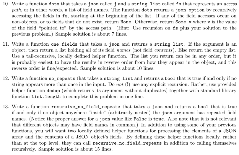 10. Write a function dots that takes a json called j | Chegg.com