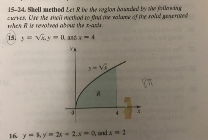 Shell Method How To Find R Solved 15-24. Shell method Let R be the region bounded by | Chegg.com