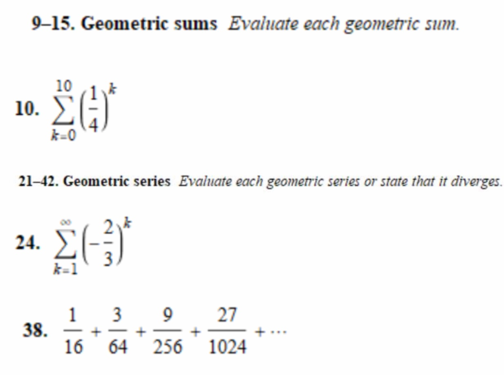 sum of geometric sequence in closed form