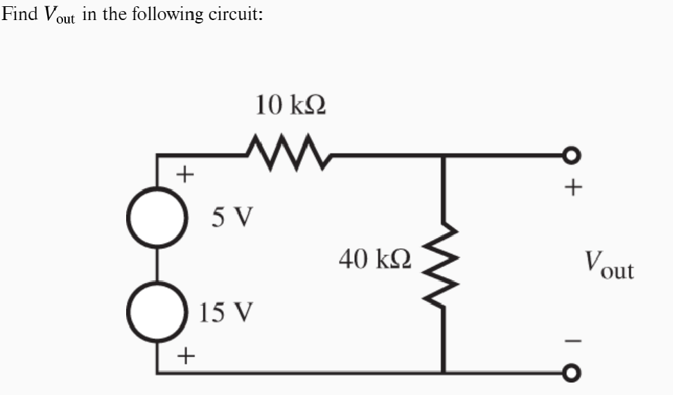 Solved Find Vout in the following circuit: | Chegg.com