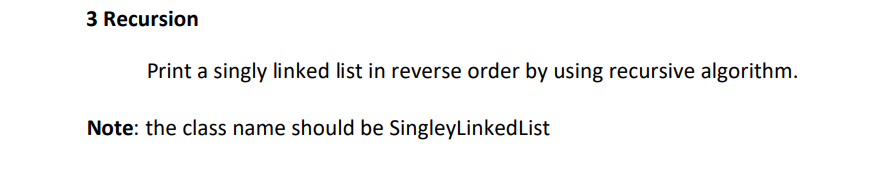 print singly linked list in reverse order without recursion