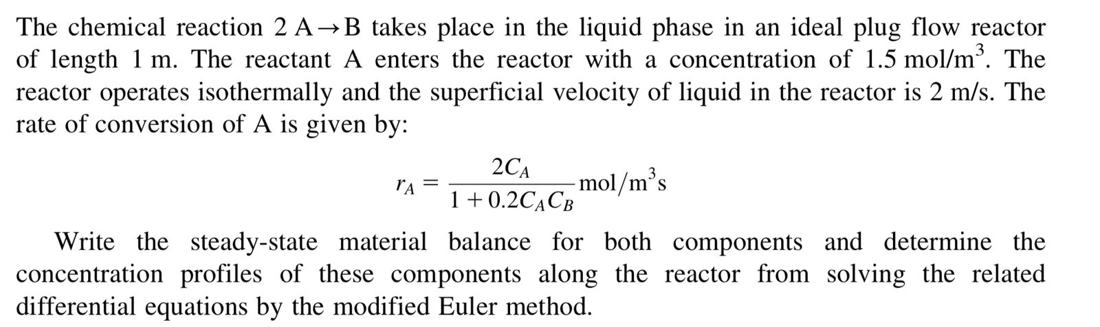 Solved The chemical reaction 2A→B ﻿takes place in the liquid | Chegg.com