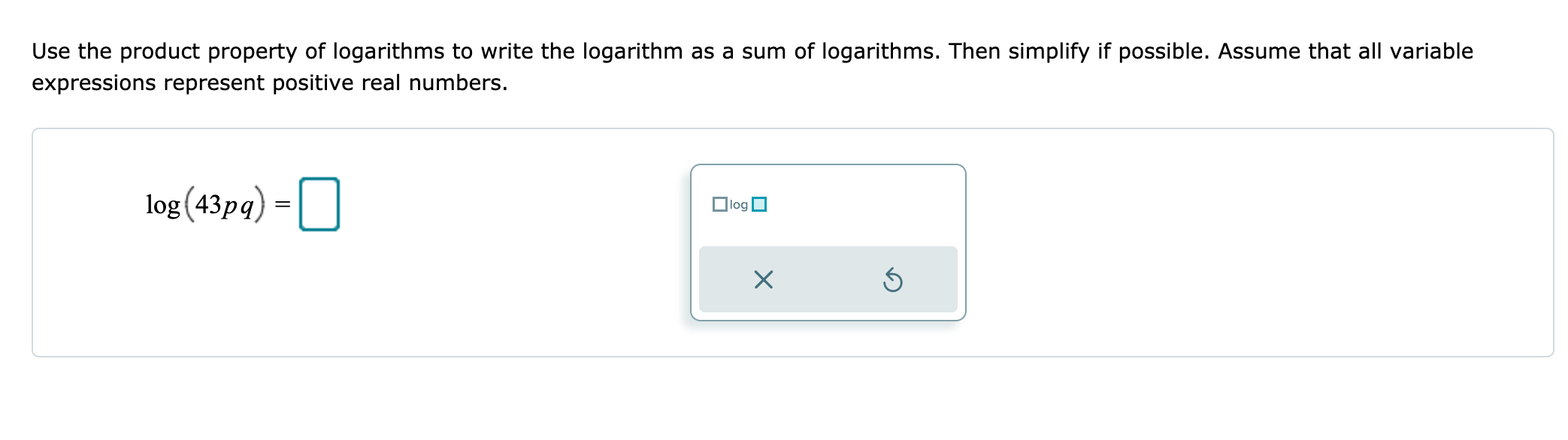 Solved Use the product property of logarithms to write the | Chegg.com