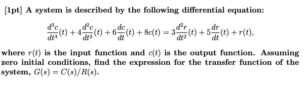 Solved A system is described by the following differential | Chegg.com