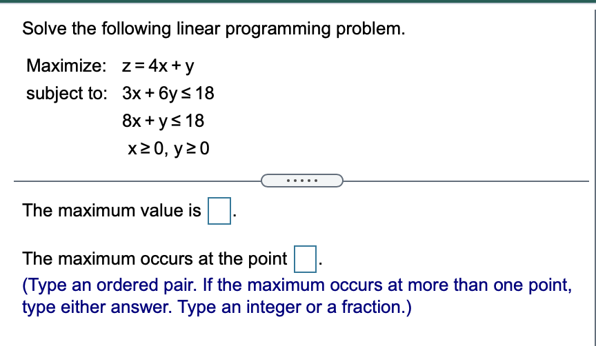 Solved Solve the following linear programming problem. | Chegg.com
