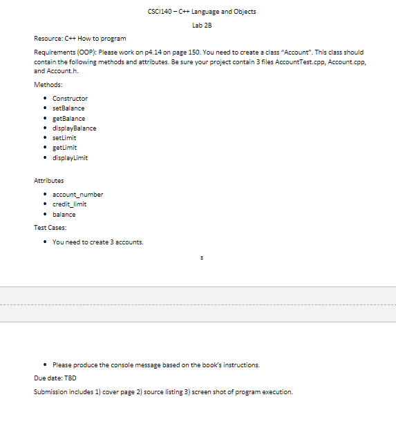Solved CSC1140 - C++ Language and Objects Lab 2B Resource: | Chegg.com