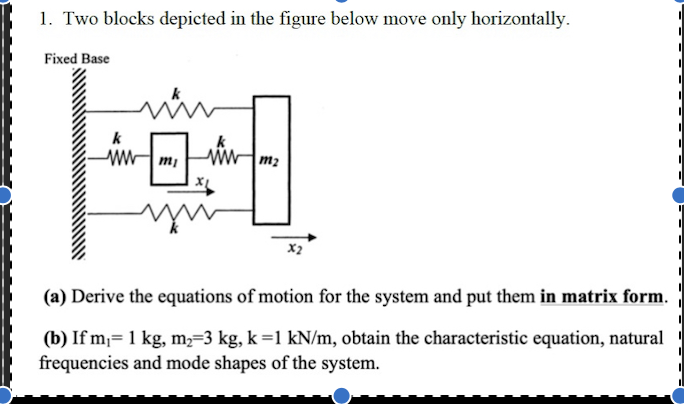 Solved 1. Two blocks depicted in the figure below move only | Chegg.com