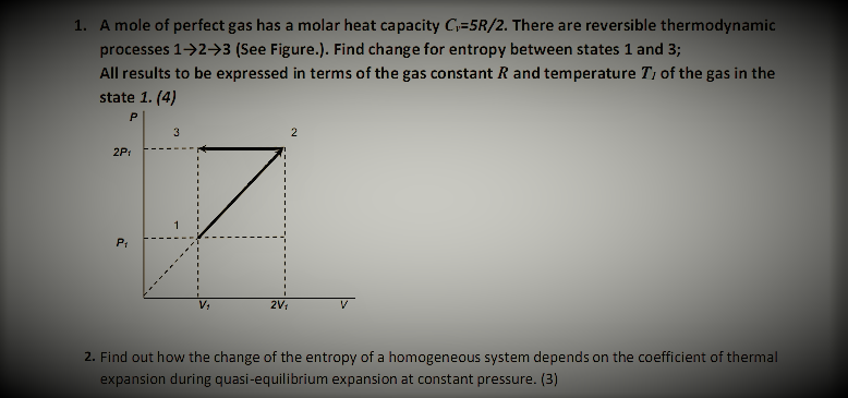 Solved 1. A mole of perfect gas has a molar heat capacity | Chegg.com