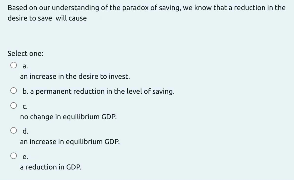 Solved Based on our understanding of the paradox of saving, | Chegg.com