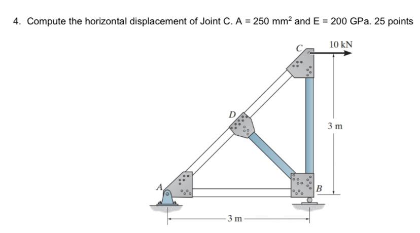 Solved 4. Compute the horizontal displacement of Joint C. A | Chegg.com