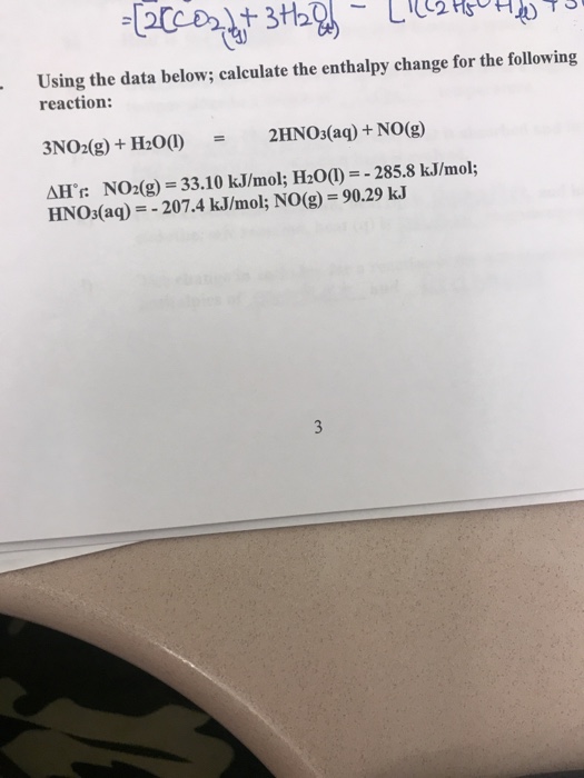 Solved Using The Data Below; Calculate The Enthalpy Change | Chegg.com