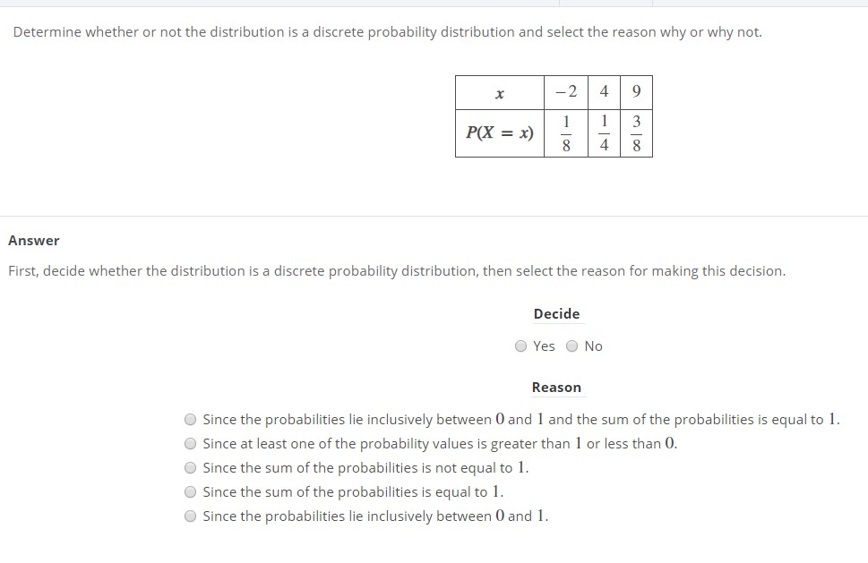 Solved Determine whether or not the distribution is a | Chegg.com