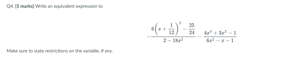 Solved Q4. [5 marks] Write an equivalent expression to Make | Chegg.com