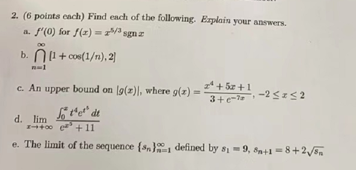 Solved 2. (6 Points Each) Find Each Of The Following. | Chegg.com