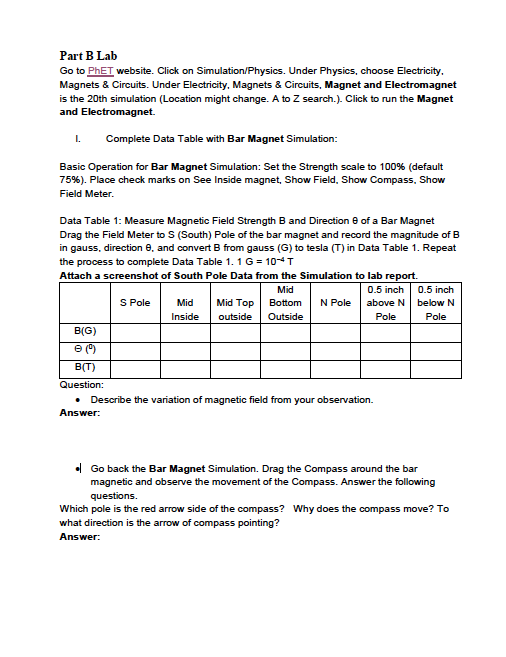 Solved Part B Lab Go to PhET website. Click on