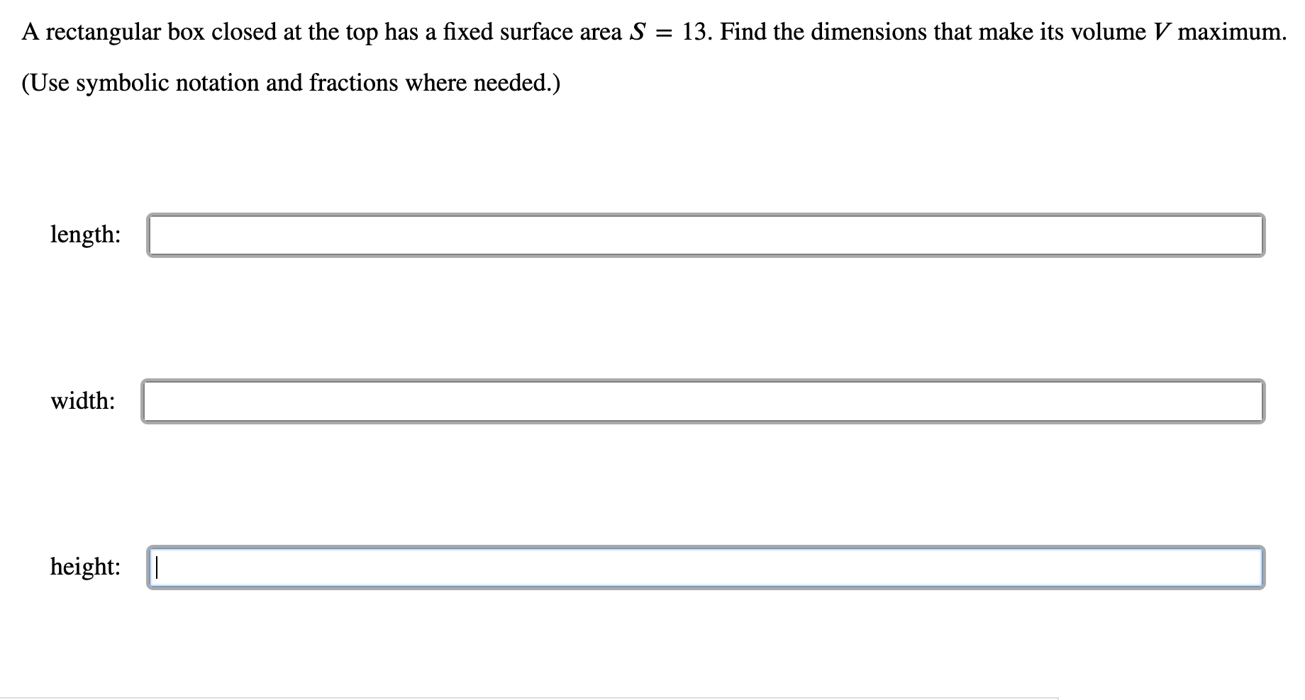 Solved A rectangular box closed at the top has a fixed | Chegg.com