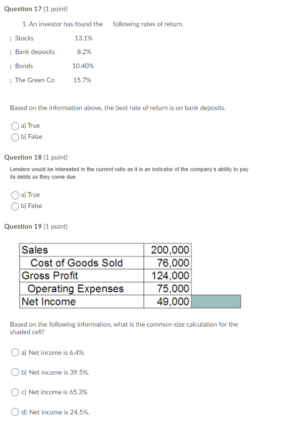Solved Question 13 (1 point) A solvent company is unable to | Chegg.com