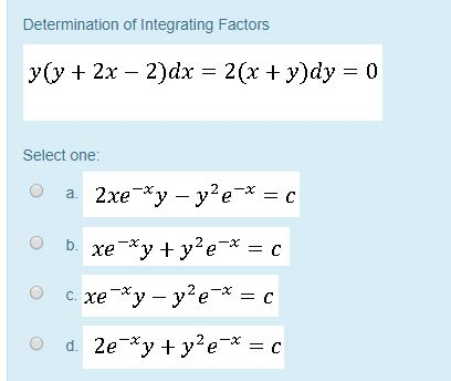 Determination Of Integrating Factors Y Y 2x 2 Dx Chegg Com