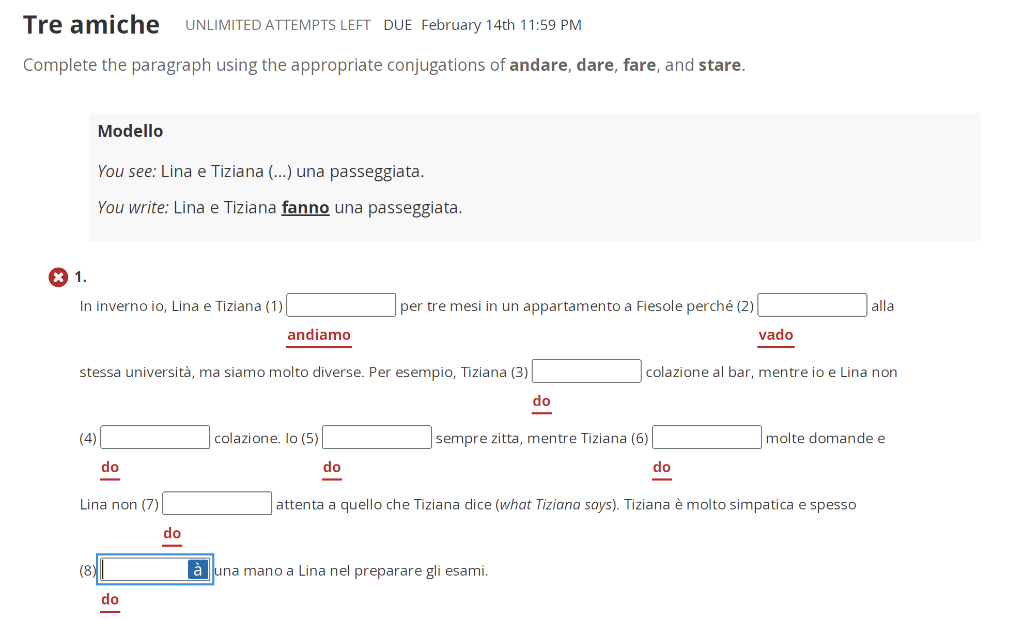 Tre Amiche UNLIMITED ATTEMPTS LEFT DUE February 14th Chegg Com