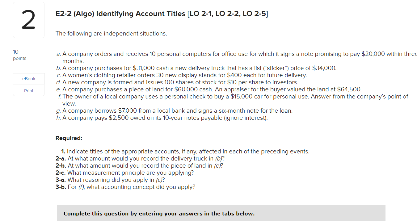 E22 (Algo) Identifying Account Titles [LO 21, LO