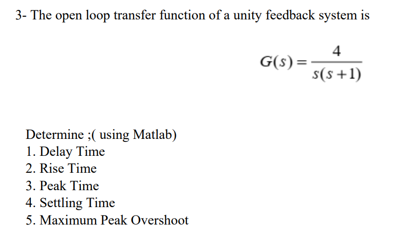 Solved 3- The open loop transfer function of a unity | Chegg.com