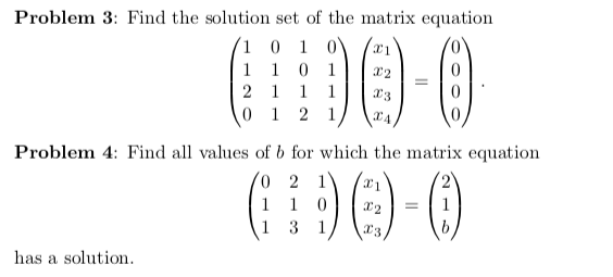 Solved Problem 3: Find the solution set of the matrix | Chegg.com