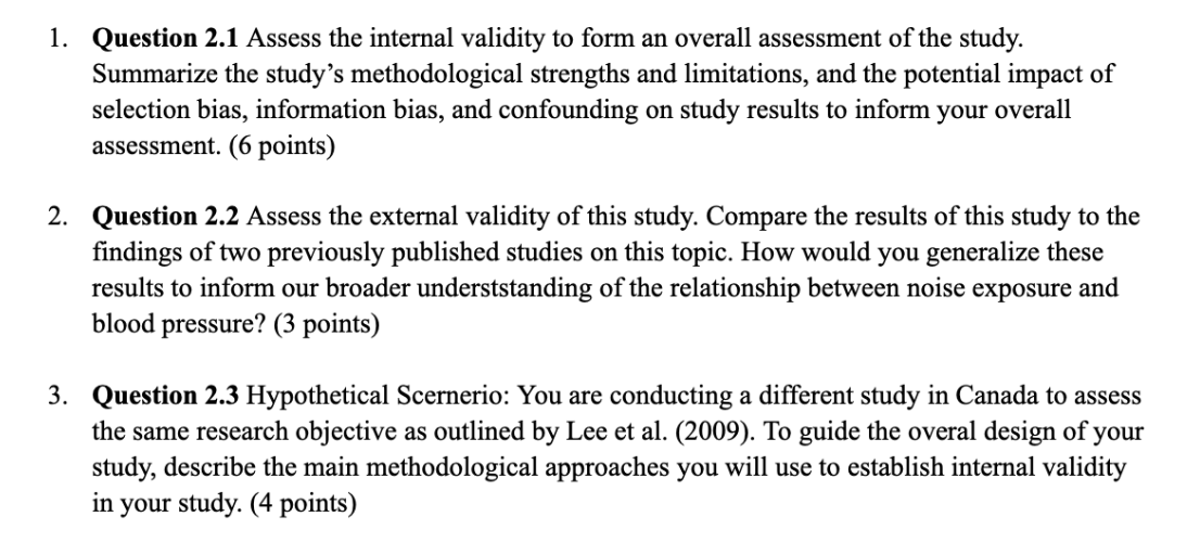 Solved Question 2.1 Assess the internal validity to form an | Chegg.com